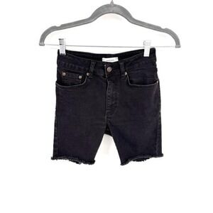 Anine Bing Cut Off Black Jean Shorts Size 27 Frayed Minimalist Chic Festival